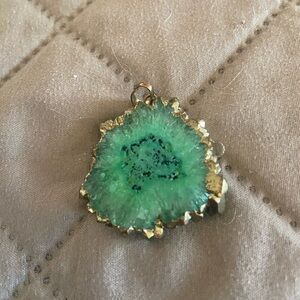Green and Gold Geode Pendant Necklace